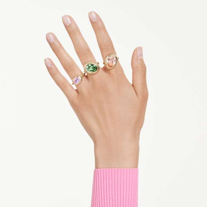 Set de inele cu motiv Gema (3), multicolore, placate cu aur Set de inele cu motiv Gema (3), multicolore, placate cu aur