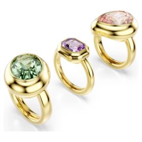 Set de inele cu motiv Gema (3), multicolore, placate cu aur Set de inele cu motiv Gema (3), multicolore, placate cu aur