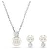 Set Matrix cu perle de cristal, tăietură rotundă, alb, placat cu rodiu Set Matrix cu perle de cristal, tăietură rotundă, alb, placat cu rodiu