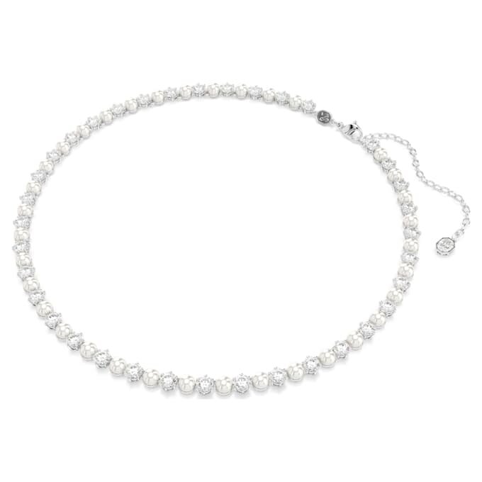 Set Matrix cu perle de cristal, tăietură rotundă, alb, placat cu rodiu Set Matrix cu perle de cristal, tăietură rotundă, alb, placat cu rodiu