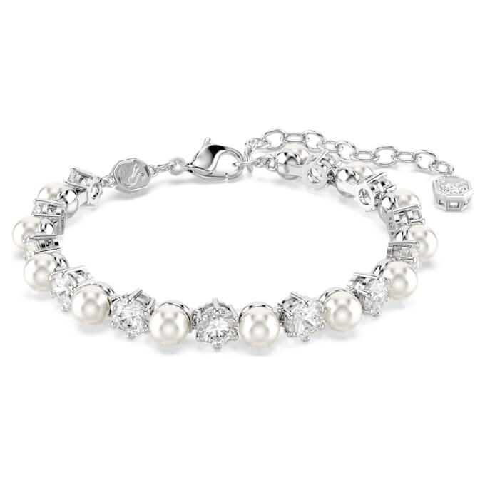 Set Matrix cu perle de cristal, tăietură rotundă, alb, placat cu rodiu Set Matrix cu perle de cristal, tăietură rotundă, alb, placat cu rodiu