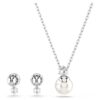 Set Matrix cu perle de cristal, tăietură rotundă, alb, placat cu rodiu Set Matrix cu perle de cristal, tăietură rotundă, alb, placat cu rodiu