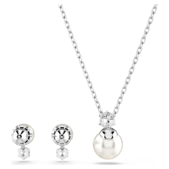 Set Matrix cu perle de cristal, tăietură rotundă, alb, placat cu rodiu Set Matrix cu perle de cristal, tăietură rotundă, alb, placat cu rodiu