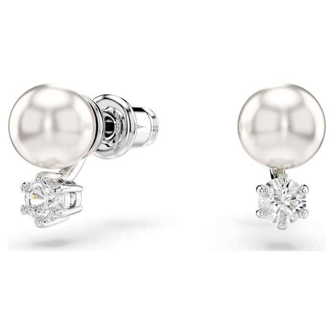 Set Matrix cu perle de cristal, tăietură rotundă, alb, placat cu rodiu Set Matrix cu perle de cristal, tăietură rotundă, alb, placat cu rodiu