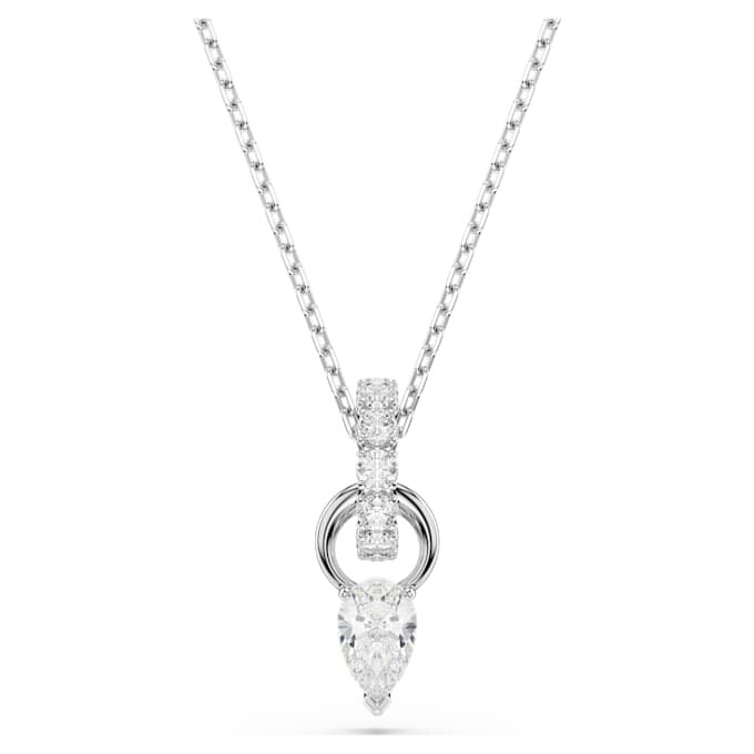 Set Mesmera cu tăietură în formă de pară, tăietură rotundă, alb, placat cu rodiu Set Mesmera cu tăietură în formă de pară, tăietură rotundă, alb, placat cu rodiu