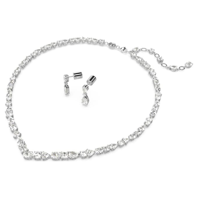 Set Mesmera cu tăieturi mixte, alb, placat cu rodiu Set Mesmera cu tăieturi mixte, alb, placat cu rodiu