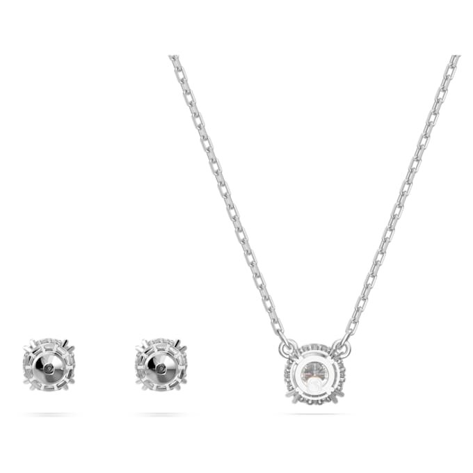 Set Stilla cu tăietură rotundă, alb, placat cu rodiu Set Stilla cu tăietură rotundă, alb, placat cu rodiu