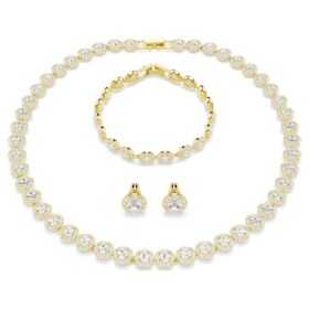 Set „Una Angelic” (3 piese), tăietură rotundă, alb, placat cu aur
