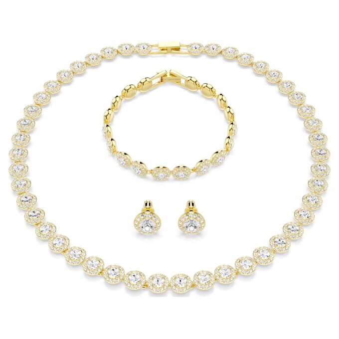 Set „Una Angelic” (3 piese), tăietură rotundă, alb, placat cu aur Set „Una Angelic” (3 piese), tăietură rotundă, alb, placat cu aur