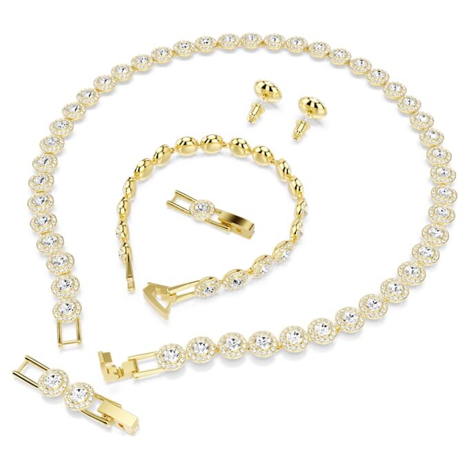 Set „Una Angelic” (3 piese), tăietură rotundă, alb, placat cu aur Set „Una Angelic” (3 piese), tăietură rotundă, alb, placat cu aur