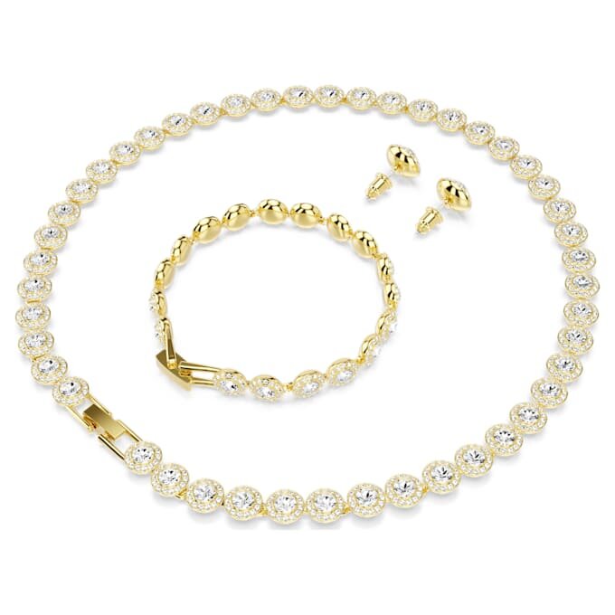 Set „Una Angelic” (3 piese), tăietură rotundă, alb, placat cu aur Set „Una Angelic” (3 piese), tăietură rotundă, alb, placat cu aur