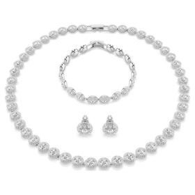 Set Una Angelic (3), tăietură rotundă, alb, placat cu rodiu