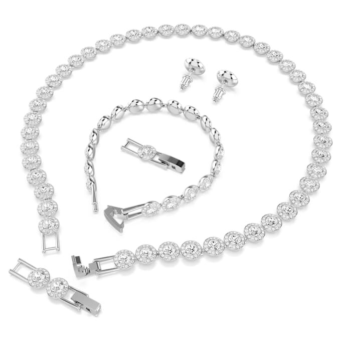 Set Una Angelic (3), tăietură rotundă, alb, placat cu rodiu Set Una Angelic (3), tăietură rotundă, alb, placat cu rodiu