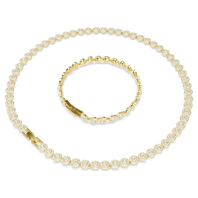 Set Una Angelic cu tăietură rotundă, alb, placat cu aur Set Una Angelic cu tăietură rotundă, alb, placat cu aur