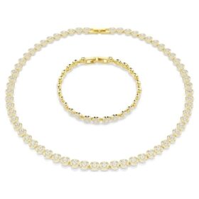 Set Una Angelic cu tăietură rotundă, alb, placat cu aur
