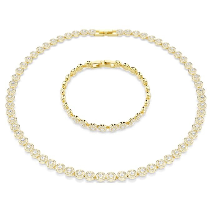 Set Una Angelic cu tăietură rotundă, alb, placat cu aur Set Una Angelic cu tăietură rotundă, alb, placat cu aur