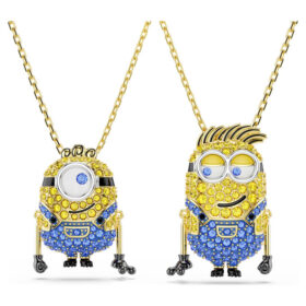 Setul Minions James și Henry cu pavé multicolor, placat cu aur