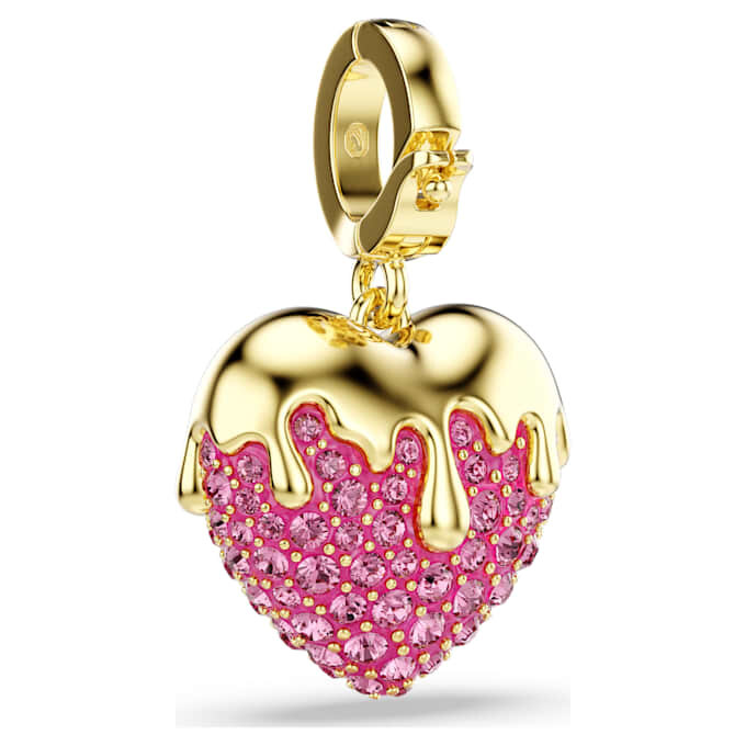 Talisman Idyllia cu tăietură rotundă, inimă, roz, placat cu ton auriu Talisman Idyllia cu tăietură rotundă, inimă, roz, placat cu ton auriu