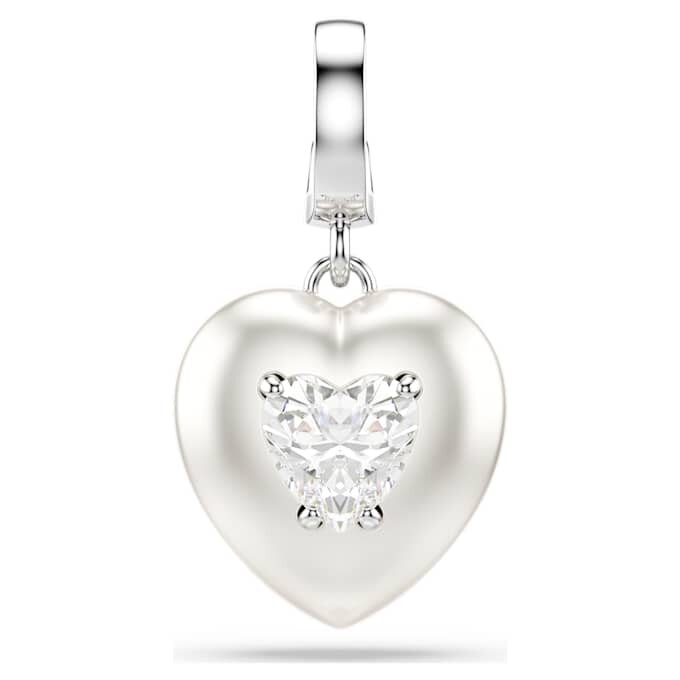 Talisman Idyllia cu tăieturi mixte, acoperire de culoarea perlei, inimă, alb, placat cu rodiu Talisman Idyllia cu tăieturi mixte, acoperire de culoarea perlei, inimă, alb, placat cu rodiu
