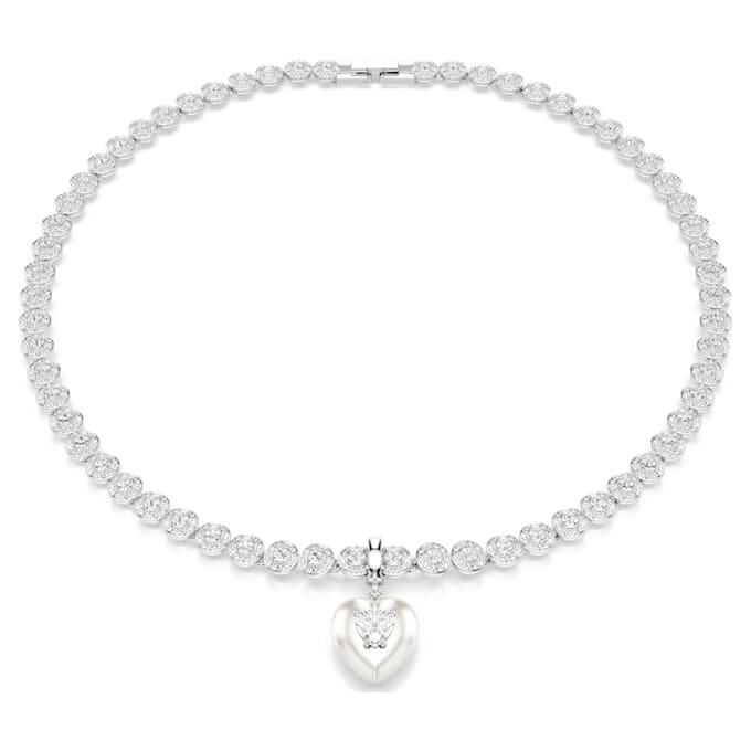 Talisman Idyllia cu tăieturi mixte, acoperire de culoarea perlei, inimă, alb, placat cu rodiu Talisman Idyllia cu tăieturi mixte, acoperire de culoarea perlei, inimă, alb, placat cu rodiu