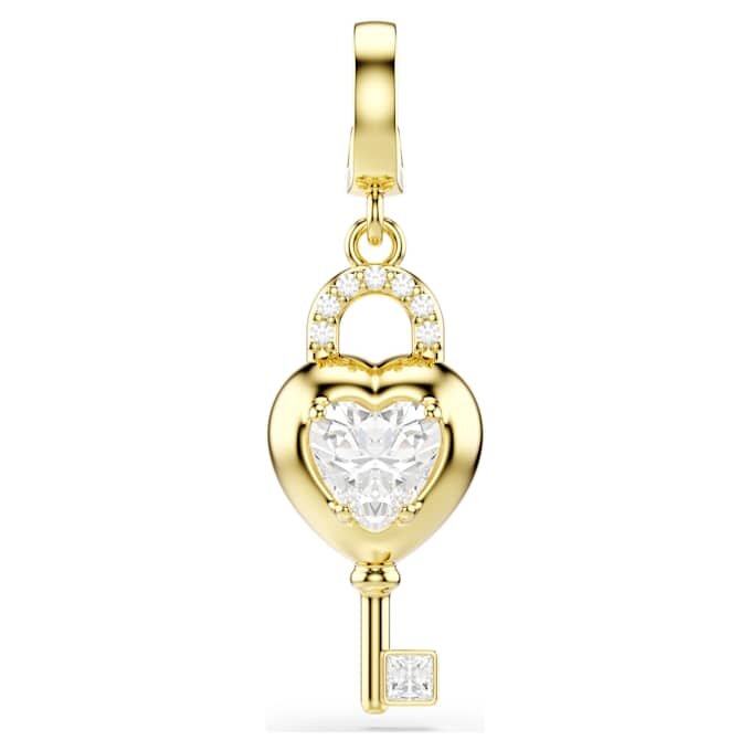 Talisman Idyllia cu tăieturi mixte, inimă cu cheie, alb, placat cu aur Talisman Idyllia cu tăieturi mixte, inimă cu cheie, alb, placat cu aur
