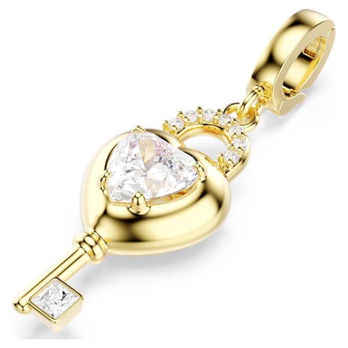 Talisman Idyllia cu tăieturi mixte, inimă cu cheie, alb, placat cu aur Talisman Idyllia cu tăieturi mixte, inimă cu cheie, alb, placat cu aur