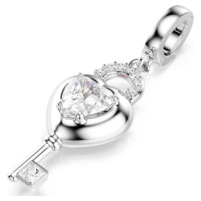 Talisman Idyllia cu tăieturi mixte, inimă cu cheie, alb, placat cu rodiu Talisman Idyllia cu tăieturi mixte, inimă cu cheie, alb, placat cu rodiu