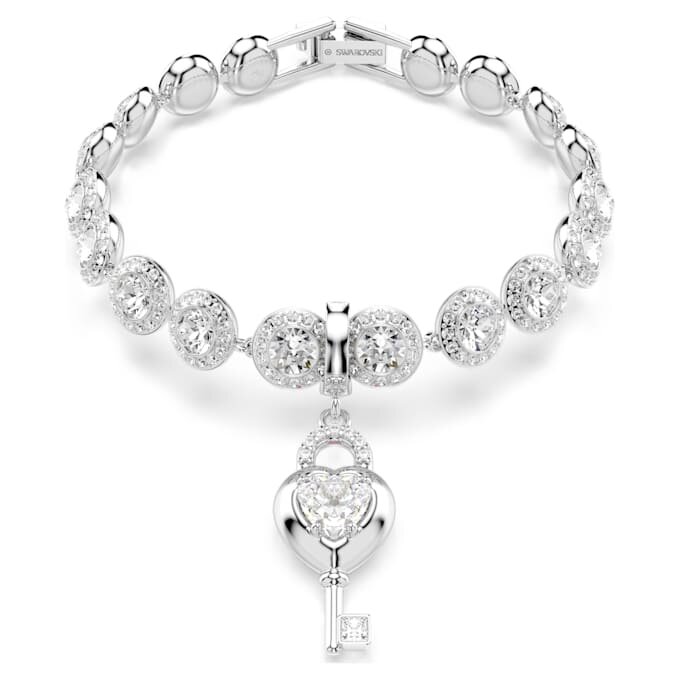 Talisman Idyllia cu tăieturi mixte, inimă cu cheie, alb, placat cu rodiu Talisman Idyllia cu tăieturi mixte, inimă cu cheie, alb, placat cu rodiu