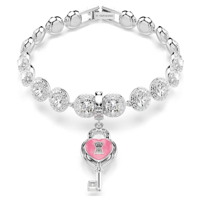 Talisman Idyllia cu tăieturi mixte, inimă cu cheie, alb, placat cu rodiu Talisman Idyllia cu tăieturi mixte, inimă cu cheie, alb, placat cu rodiu