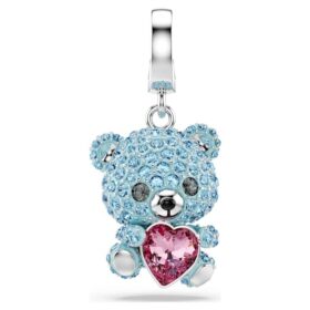 Talisman Idyllia cu tăieturi mixte, ursuleț, albastru, placat cu rodiu