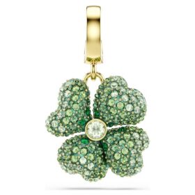 Talisman Idyllia în formă de trifoi, verde, placat cu aur