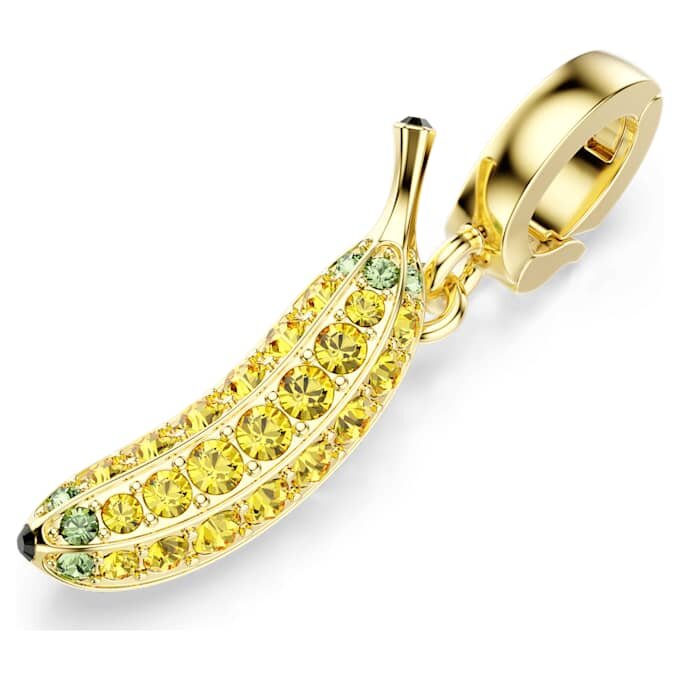 Talisman Minions în formă de banană cu pavé, galben, placat cu aur Talisman Minions în formă de banană cu pavé, galben, placat cu aur