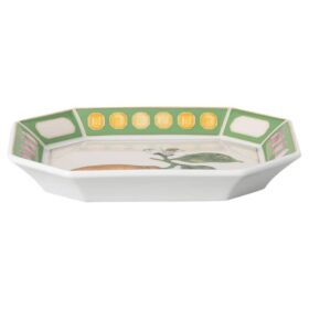 Tavă Idyllia din porțelan, cu motiv imprimat cu cristale, culoare Citron, mică, multicoloră