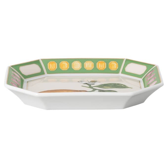 Tavă Idyllia din porțelan, cu motiv imprimat cu cristale, culoare Citron, mică, multicoloră Tavă Idyllia din porțelan, cu motiv imprimat cu cristale, culoare Citron, mică, multicoloră