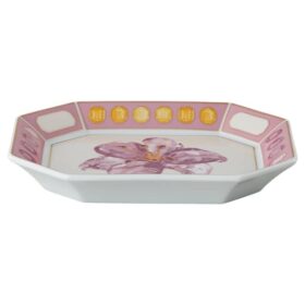 Tavă Idyllia din porțelan, cu motiv imprimat cu cristale, flori, mică, roz
