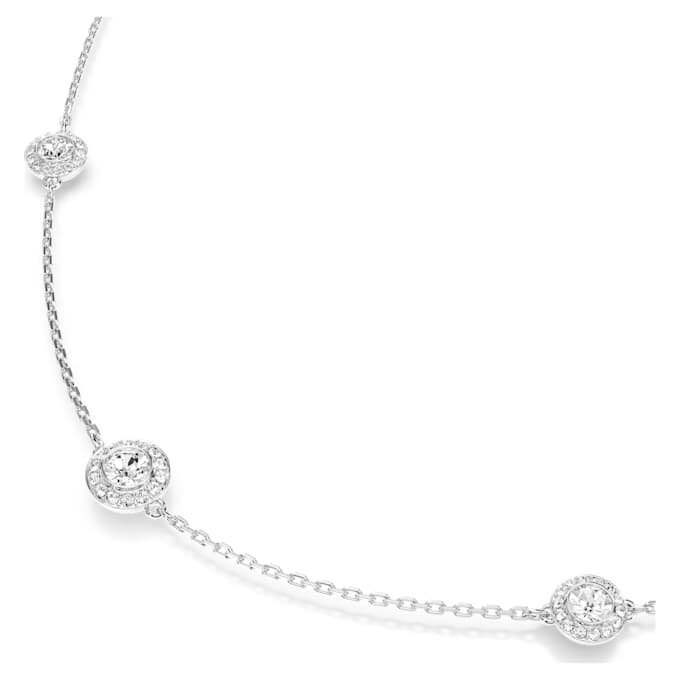 Un colier Angelic Strandage cu tăietură rotundă, alb, placat cu rodiu Un colier Angelic Strandage cu tăietură rotundă, alb, placat cu rodiu