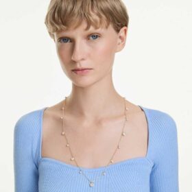 Una Angelic Strandage Crystal Pearl, tăietură rotundă, alb, placat cu aur