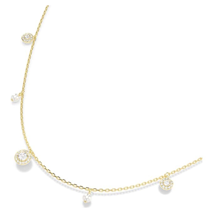 Una Angelic Strandage Crystal Pearl, tăietură rotundă, alb, placat cu aur Una Angelic Strandage Crystal Pearl, tăietură rotundă, alb, placat cu aur