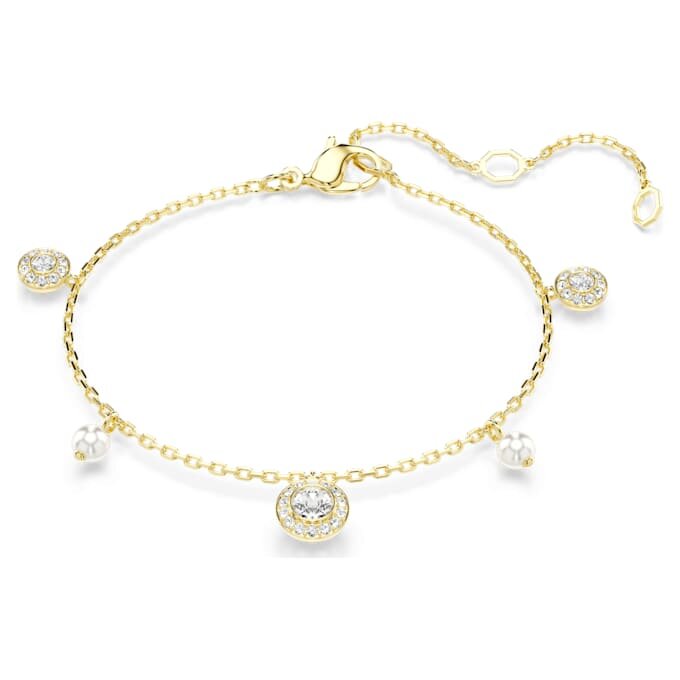Una Angelic Strandage Crystal Pearl, tăietură rotundă, alb, placat cu aur Una Angelic Strandage Crystal Pearl, tăietură rotundă, alb, placat cu aur