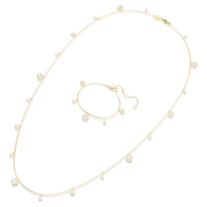 Una Angelic Strandage Crystal Pearl, tăietură rotundă, alb, placat cu aur Una Angelic Strandage Crystal Pearl, tăietură rotundă, alb, placat cu aur