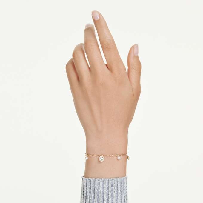 Una Angelic Strandage Crystal Pearl, tăietură rotundă, alb, placat cu aur Una Angelic Strandage Crystal Pearl, tăietură rotundă, alb, placat cu aur