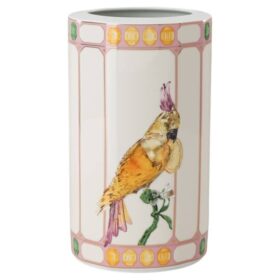 Vază Idyllia din porțelan, cu motiv imprimat „Crystal”, pasăre, multicoloră