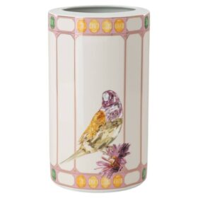 Vază Idyllia din porțelan, cu motiv imprimat „Crystal”, pasăre, multicoloră